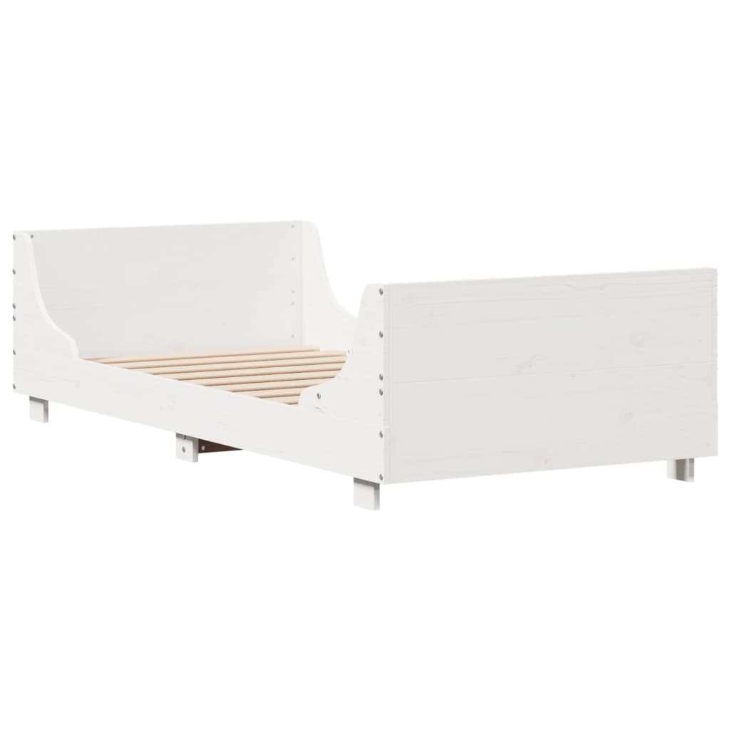 sengeramme uden madras 75x190 cm massivt fyrretræ hvid