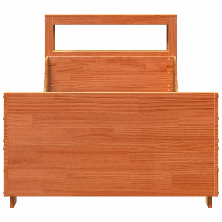 sengeramme uden madras 75x190 cm massivt fyrretræ gyldenbrun