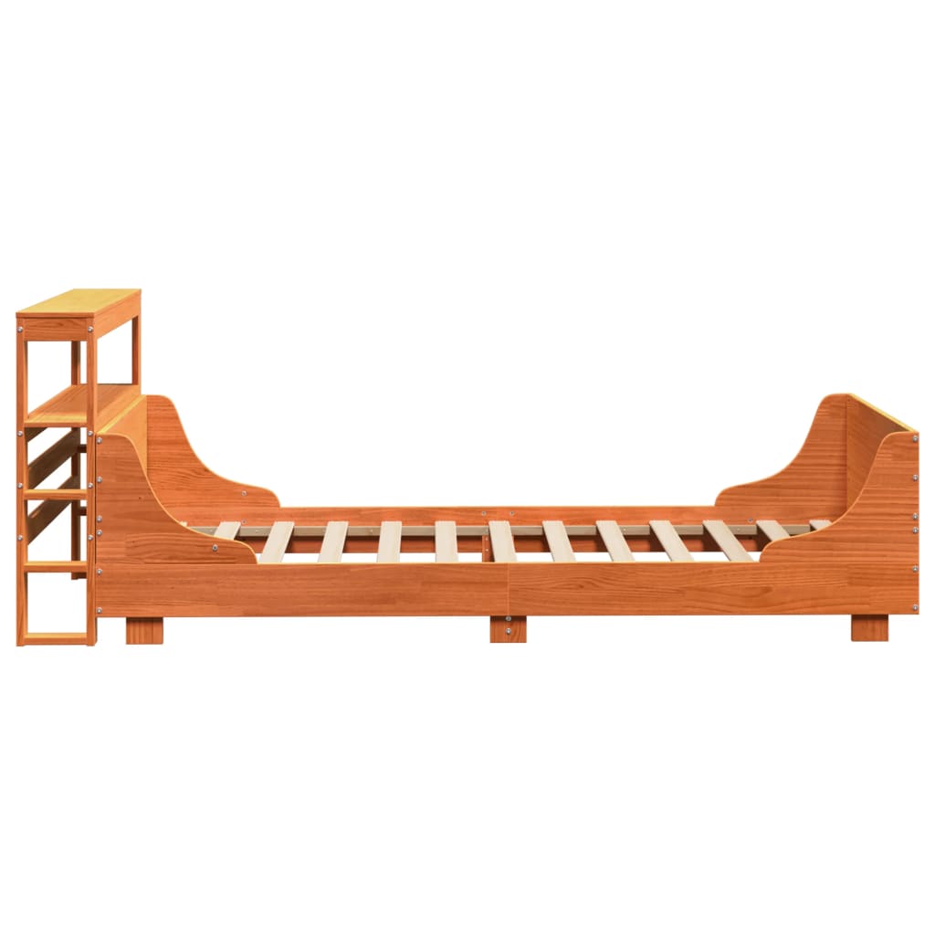 sengeramme uden madras 75x190 cm massivt fyrretræ gyldenbrun
