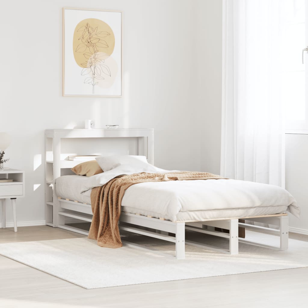 sengeramme uden madras 90x200 cm massivt fyrretræ hvid