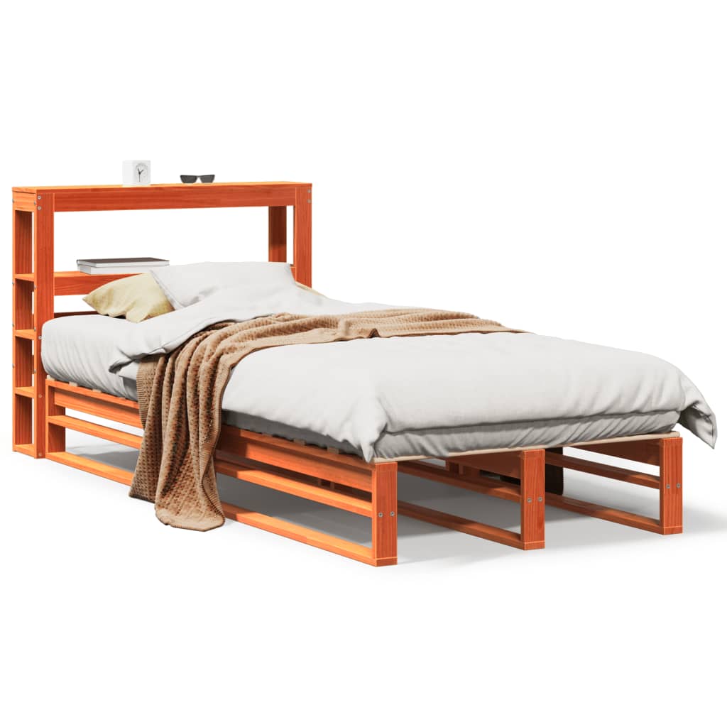 sengeramme uden madras 100x200 cm massivt fyrretræ gyldenbrun