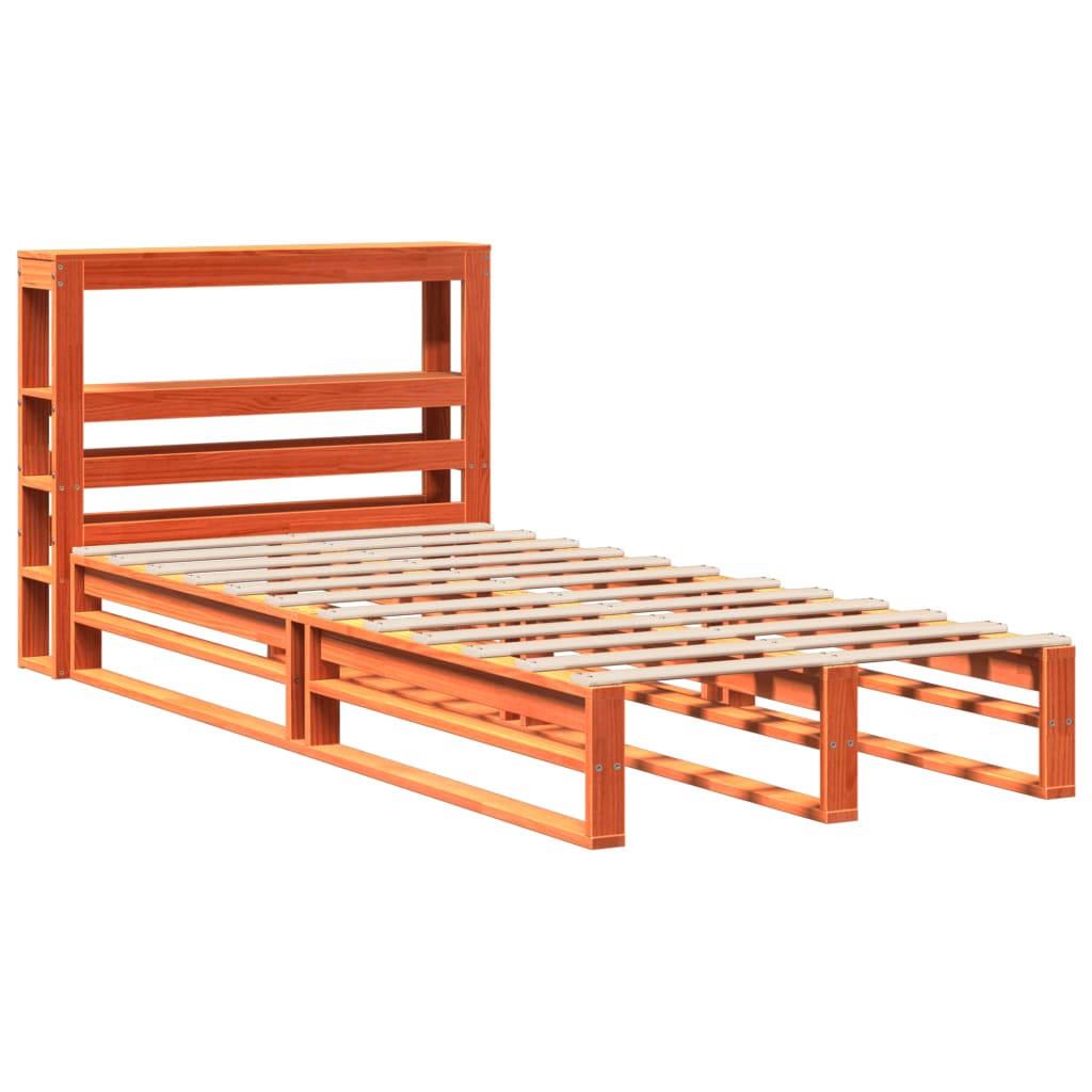 sengeramme uden madras 100x200 cm massivt fyrretræ gyldenbrun