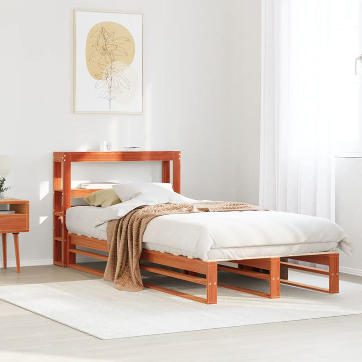 sengeramme uden madras 100x200 cm massivt fyrretræ gyldenbrun
