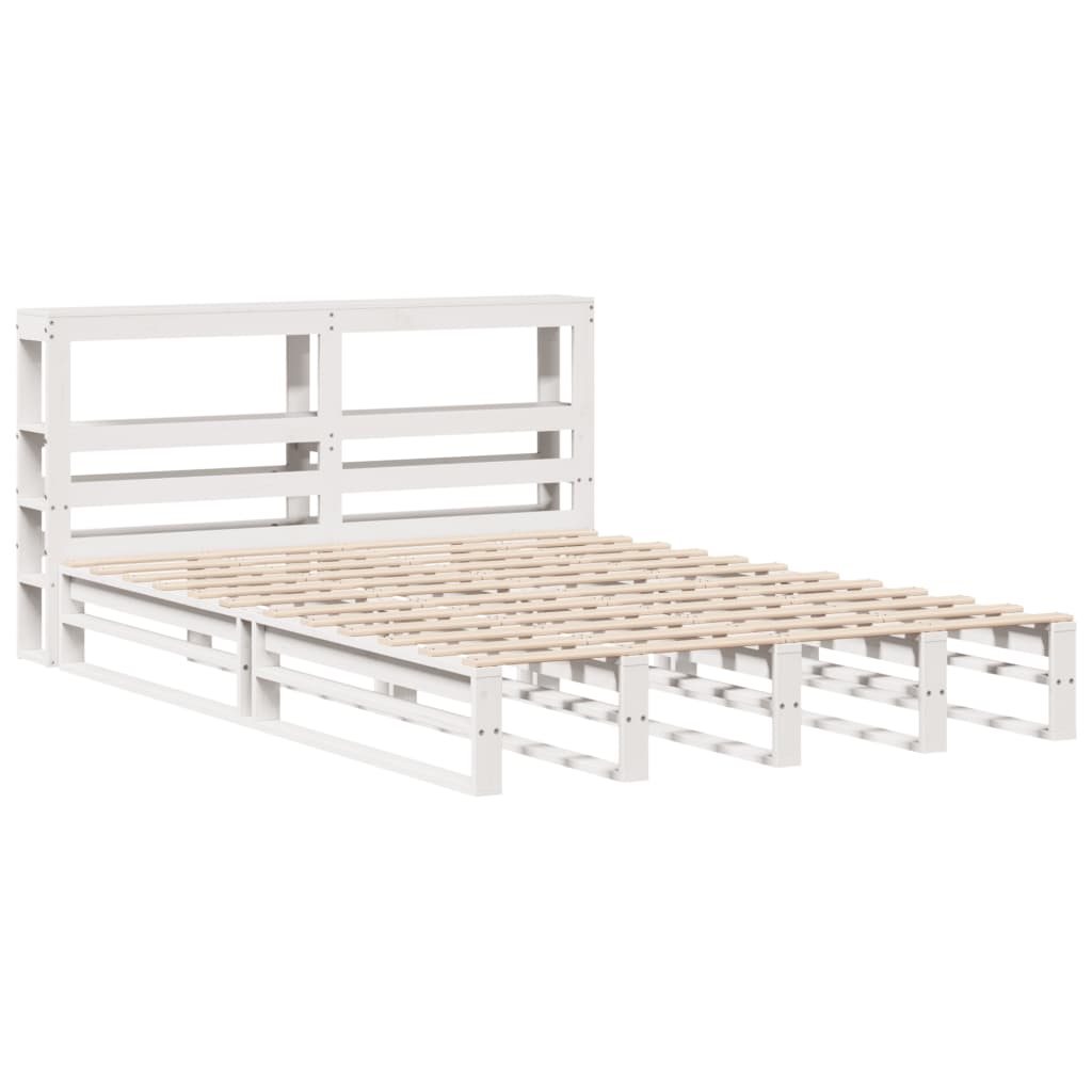 sengeramme uden madras 140x200 cm massivt fyrretræ hvid