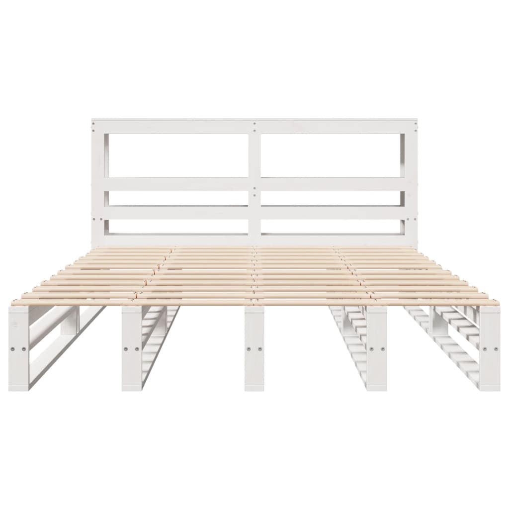 sengeramme uden madras 140x200 cm massivt fyrretræ hvid