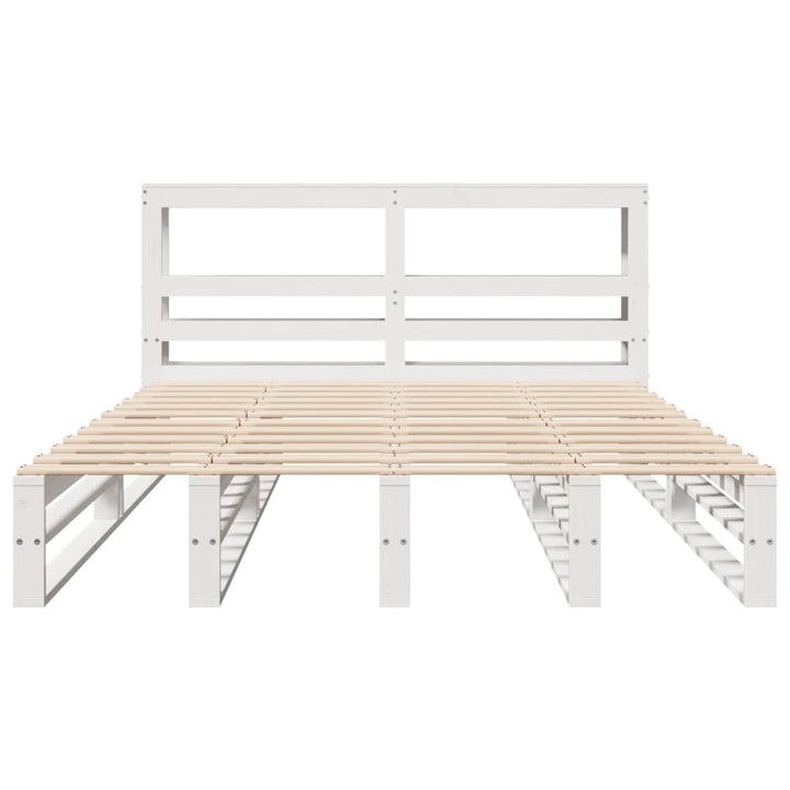 sengeramme uden madras 140x200 cm massivt fyrretræ hvid