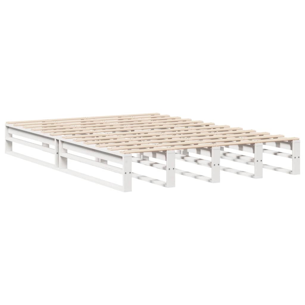 sengeramme uden madras 140x200 cm massivt fyrretræ hvid