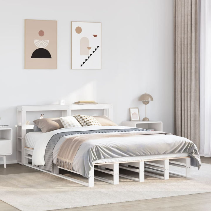 sengeramme uden madras 140x200 cm massivt fyrretræ hvid