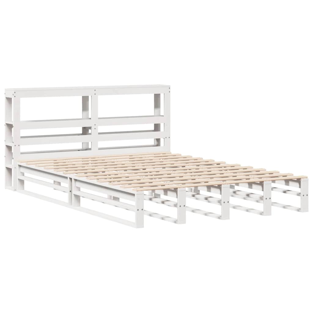 sengeramme uden madras 150x200 cm massivt fyrretræ hvid