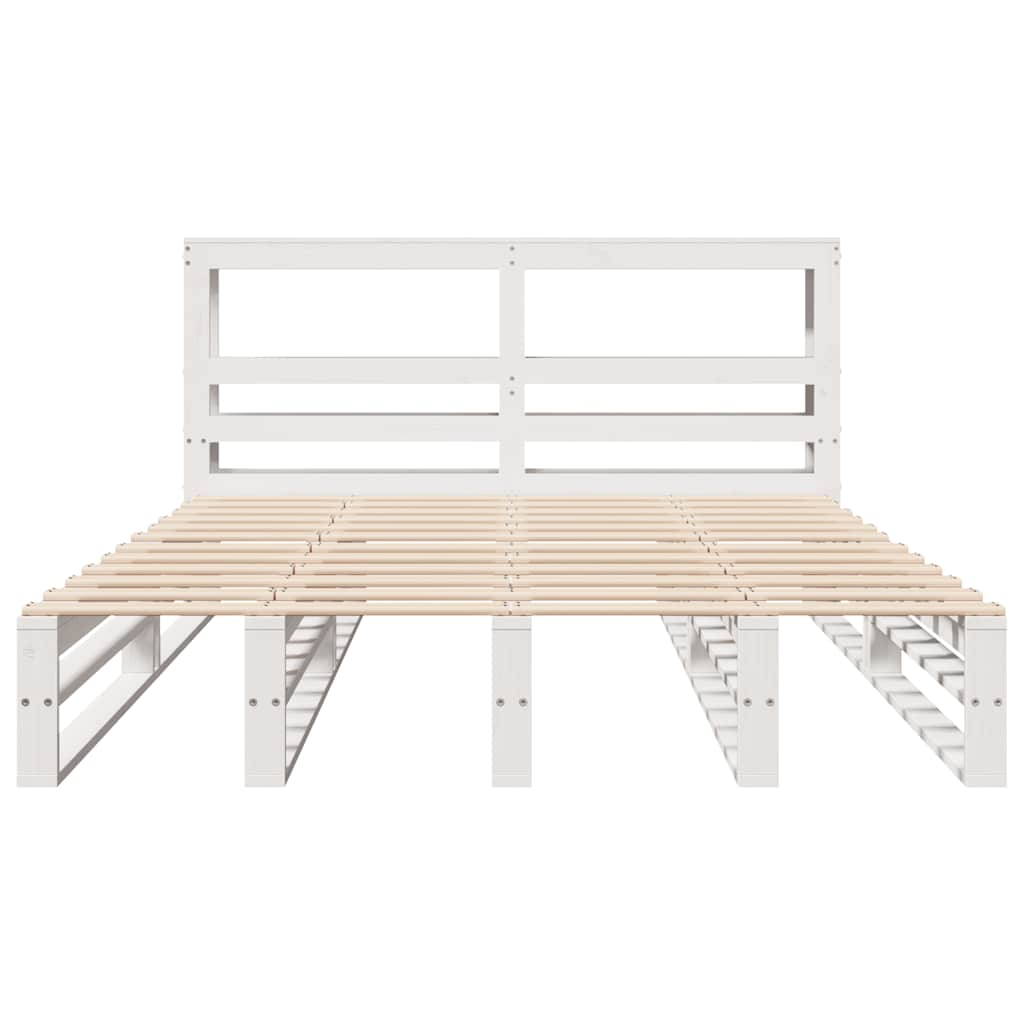 sengeramme uden madras 150x200 cm massivt fyrretræ hvid