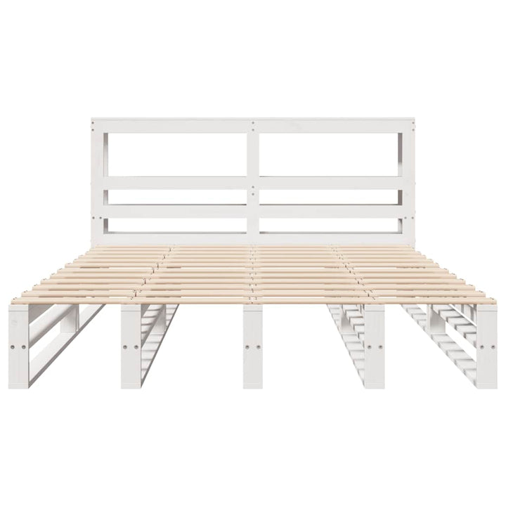 sengeramme uden madras 150x200 cm massivt fyrretræ hvid