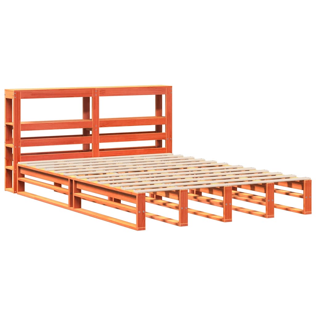 sengeramme uden madras 150x200 cm massivt fyrretræ gyldenbrun