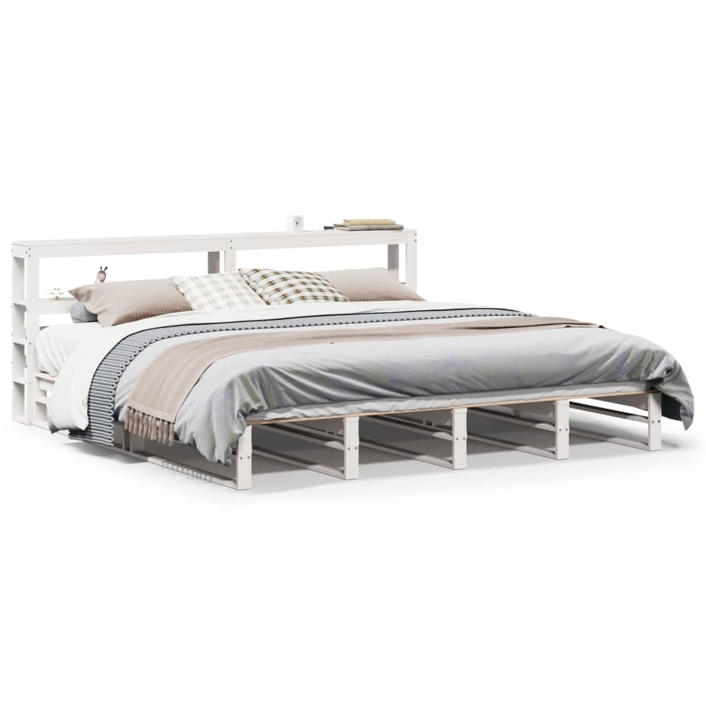 sengeramme uden madras 200x200 cm massivt fyrretræ hvid
