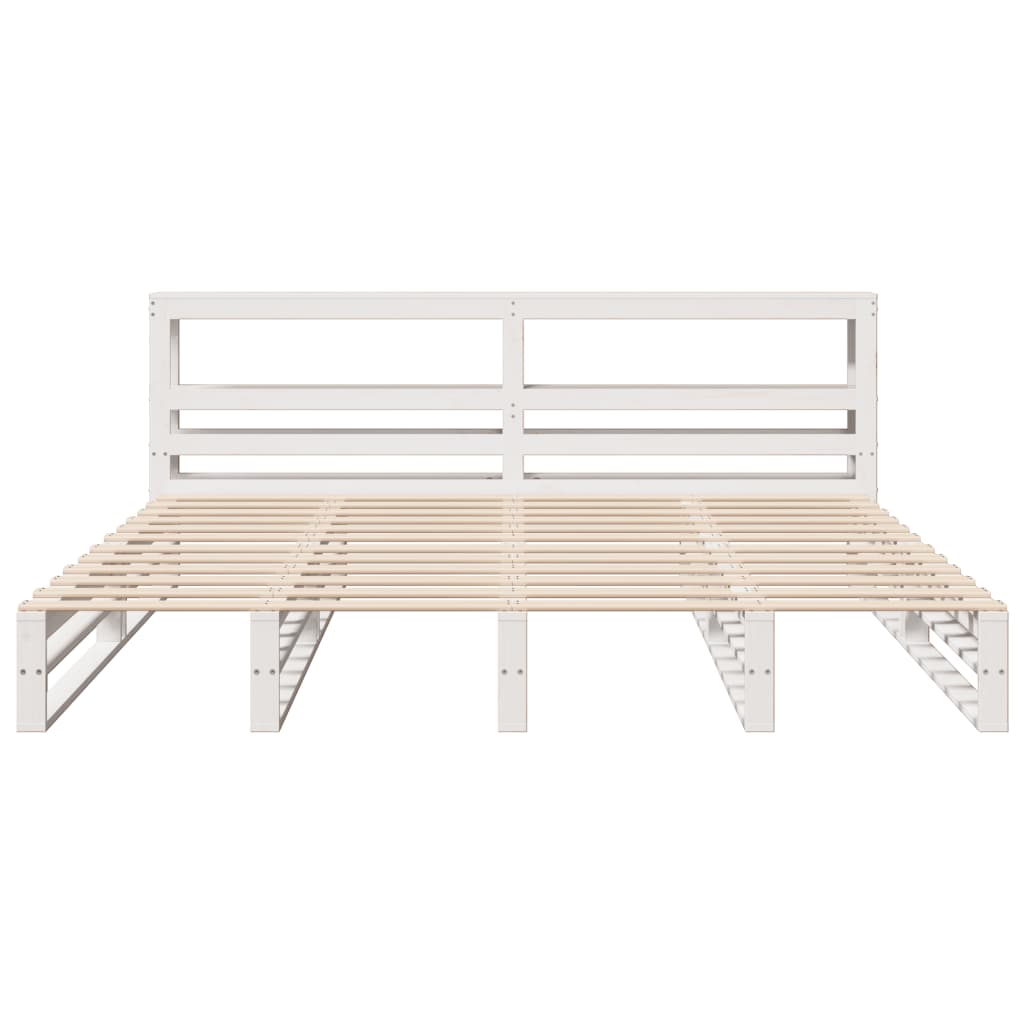 sengeramme uden madras 200x200 cm massivt fyrretræ hvid