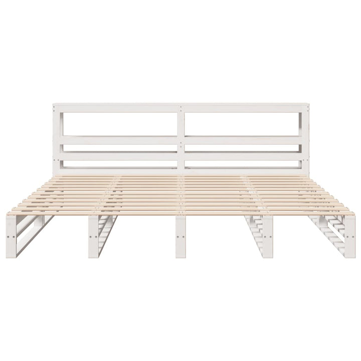 sengeramme uden madras 200x200 cm massivt fyrretræ hvid