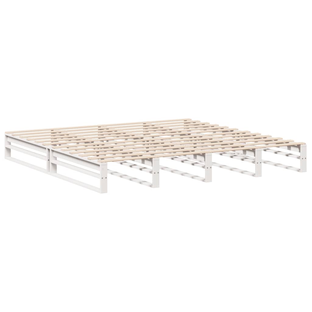 sengeramme uden madras 200x200 cm massivt fyrretræ hvid
