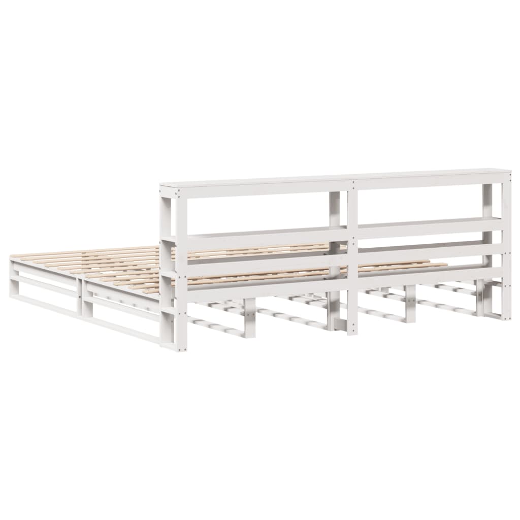 sengeramme uden madras 200x200 cm massivt fyrretræ hvid