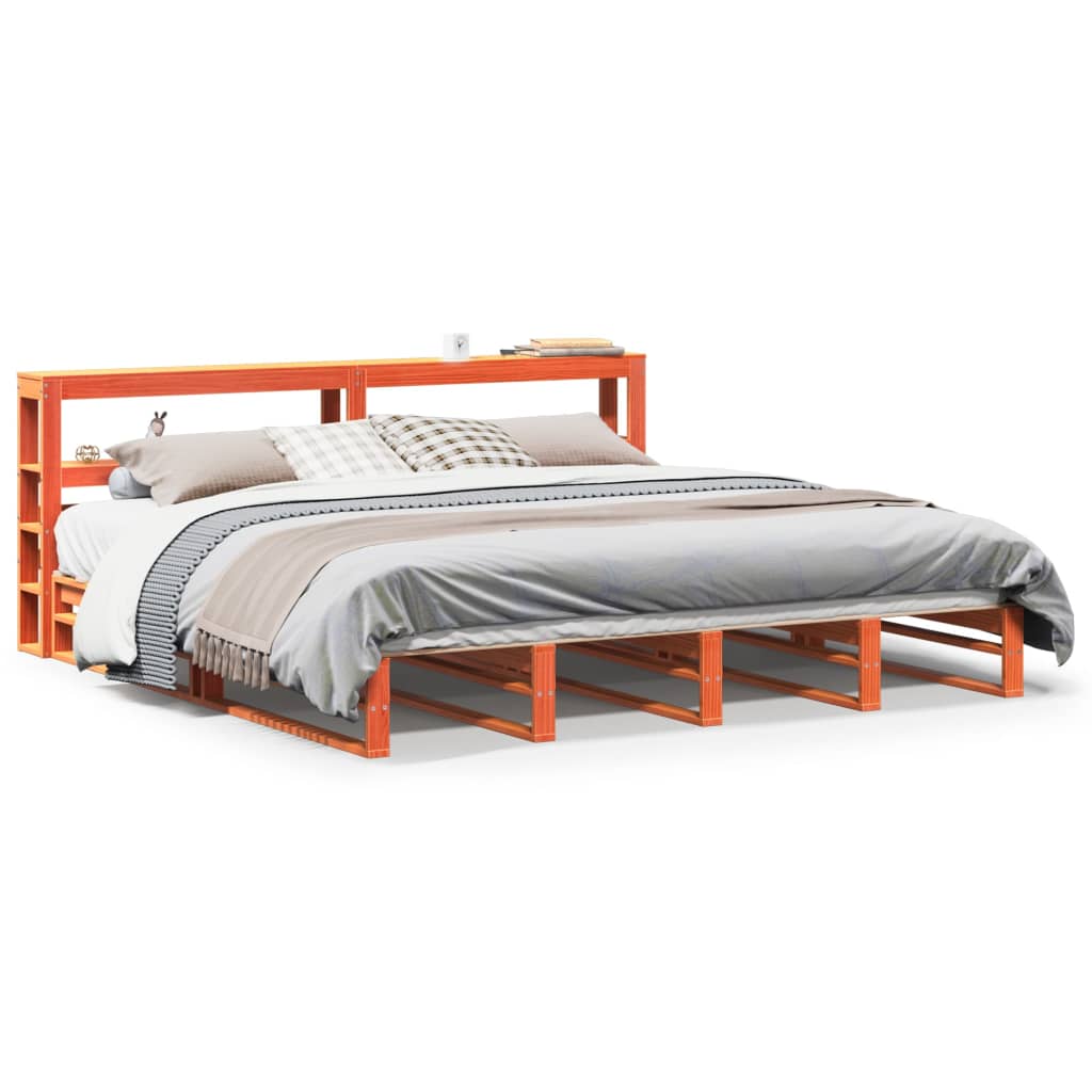 sengeramme uden madras 200x200 cm massivt fyrretræ gyldenbrun