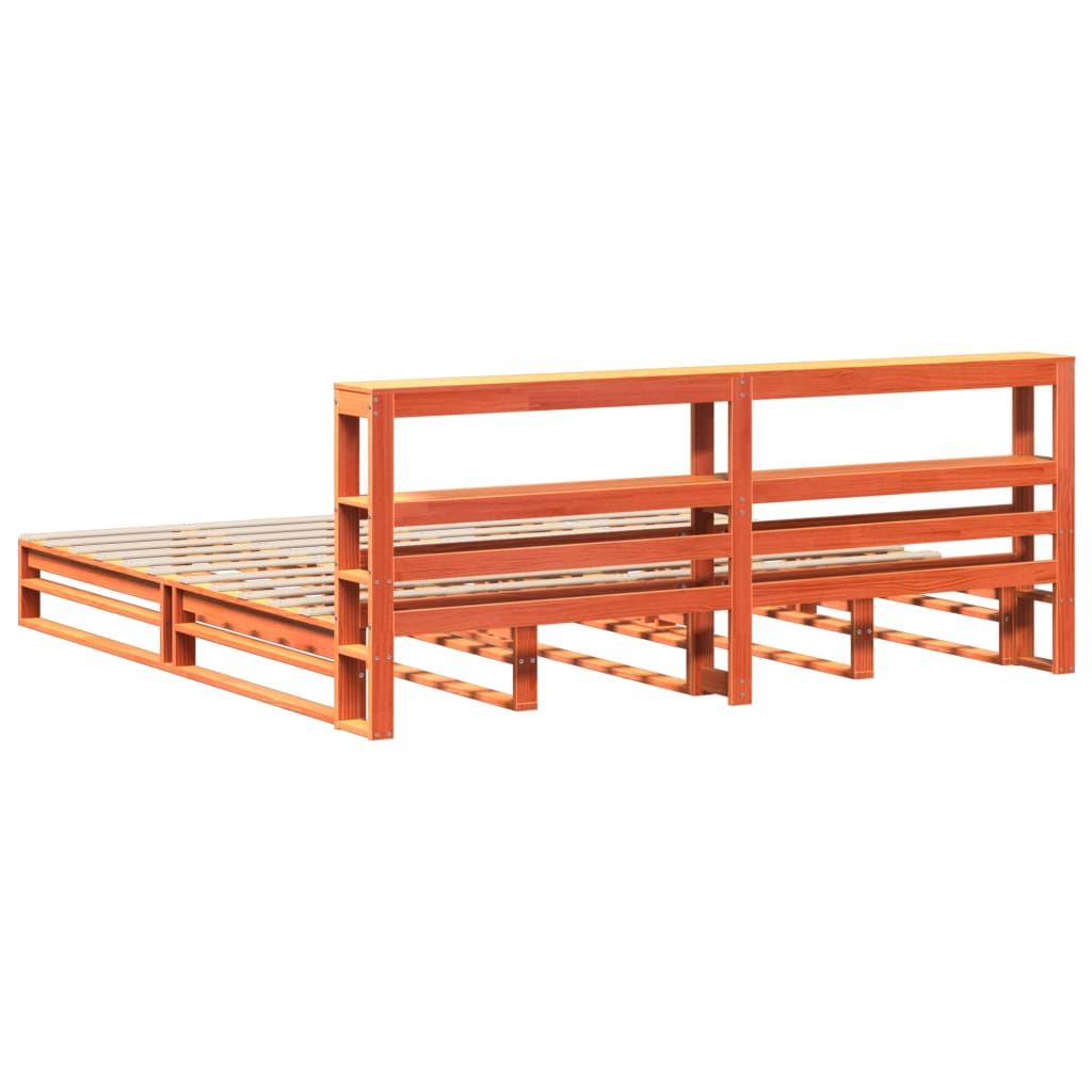 sengeramme uden madras 200x200 cm massivt fyrretræ gyldenbrun