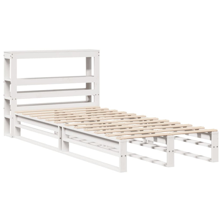 sengeramme uden madras 75x190 cm massivt fyrretræ hvid