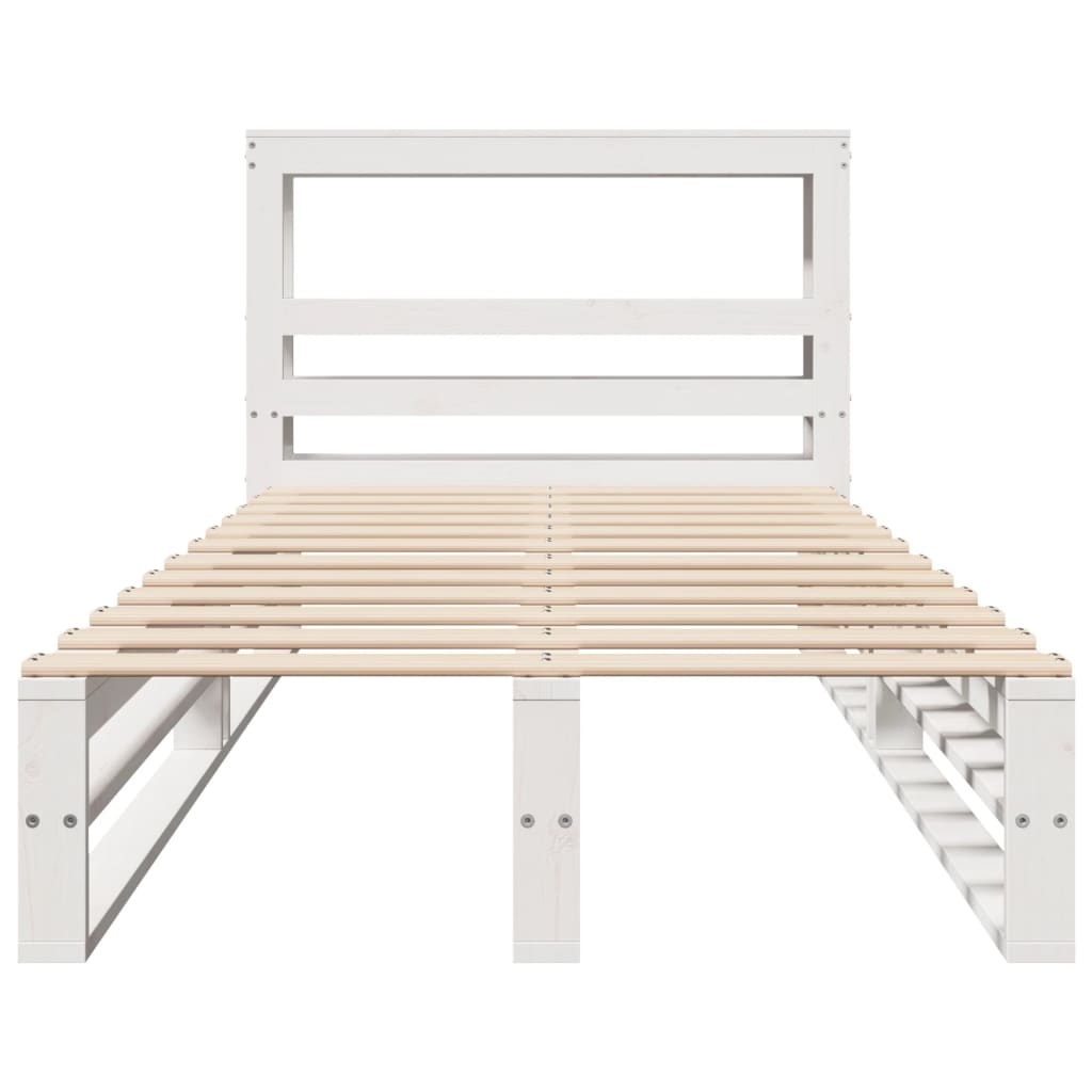 sengeramme uden madras 75x190 cm massivt fyrretræ hvid