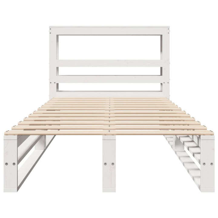 sengeramme uden madras 75x190 cm massivt fyrretræ hvid