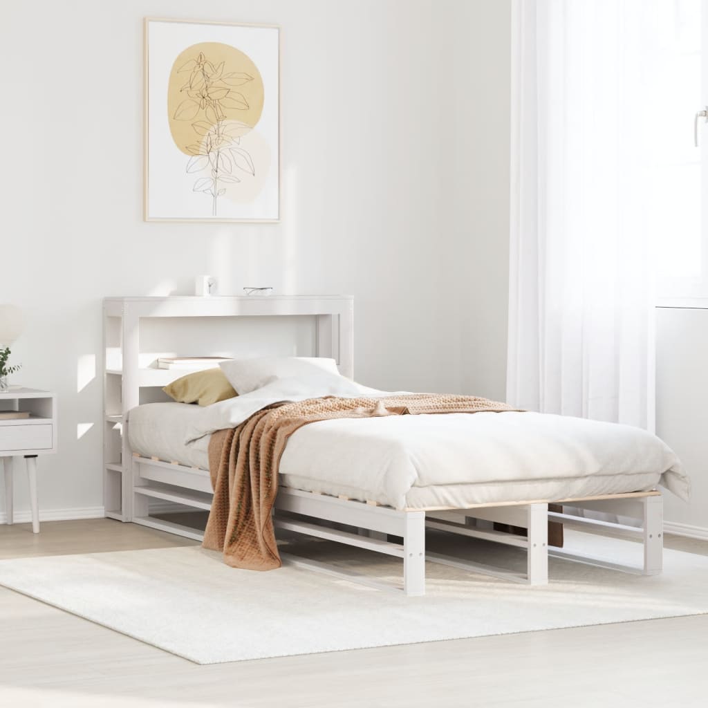 sengeramme uden madras 90x190 cm massivt fyrretræ hvid