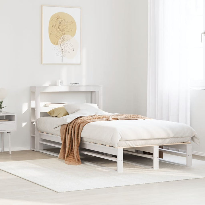 sengeramme uden madras 90x190 cm massivt fyrretræ hvid