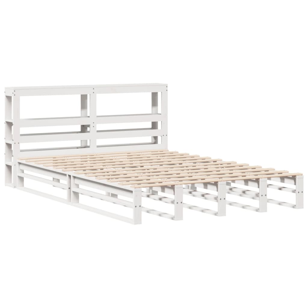 sengeramme uden madras 120x190 cm massivt fyrretræ hvid