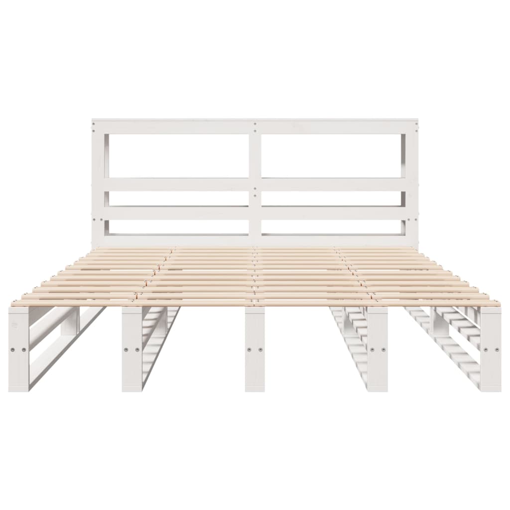sengeramme uden madras 120x190 cm massivt fyrretræ hvid