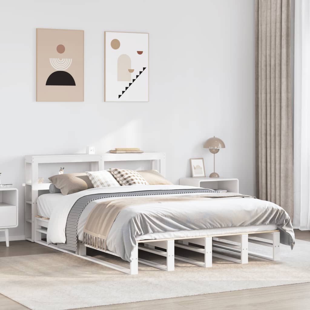 sengeramme uden madras 120x190 cm massivt fyrretræ hvid