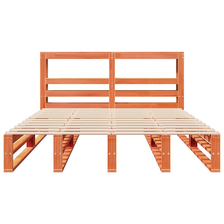 sengeramme uden madras 140x190 cm massivt fyrretræ gyldenbrun