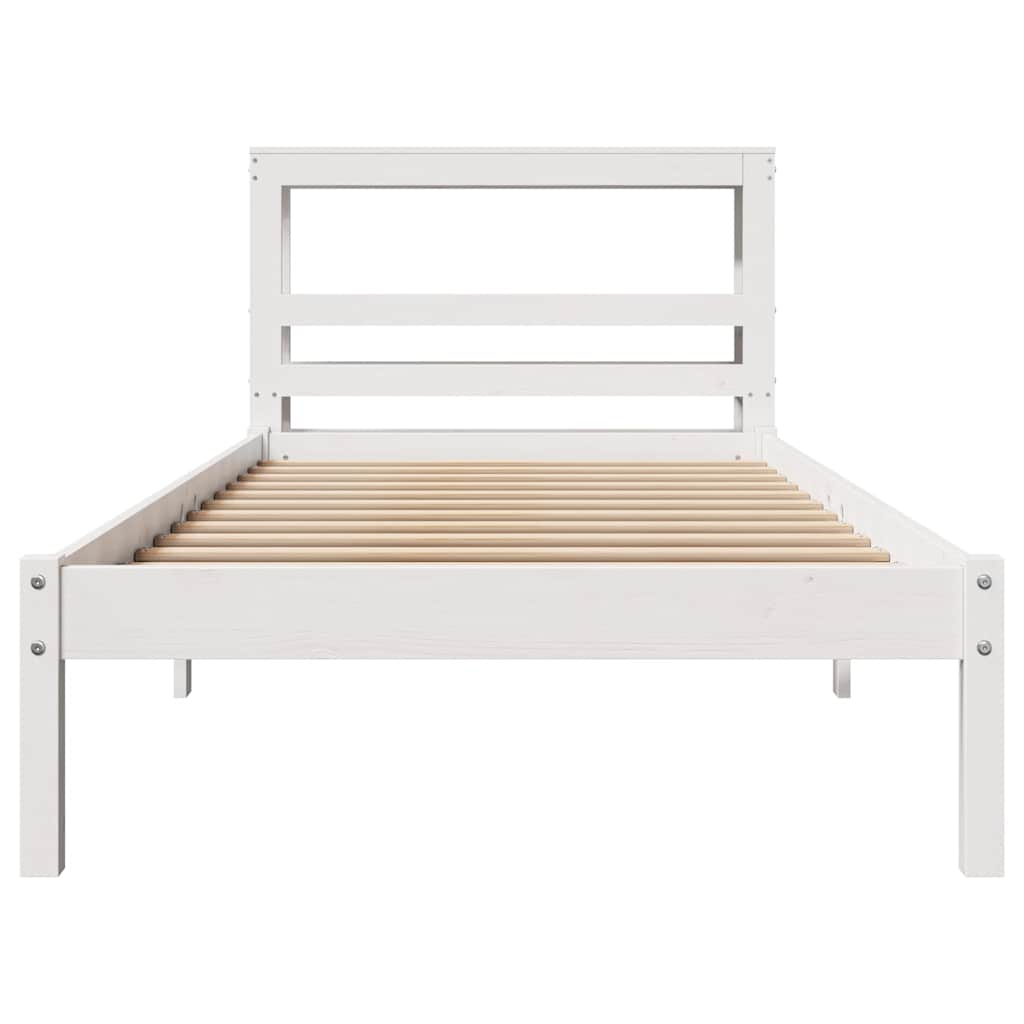 sengeramme uden madras 75x190 cm massivt fyrretræ hvid