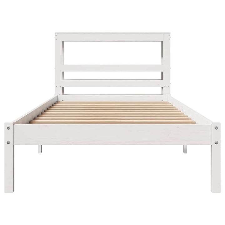 sengeramme uden madras 75x190 cm massivt fyrretræ hvid