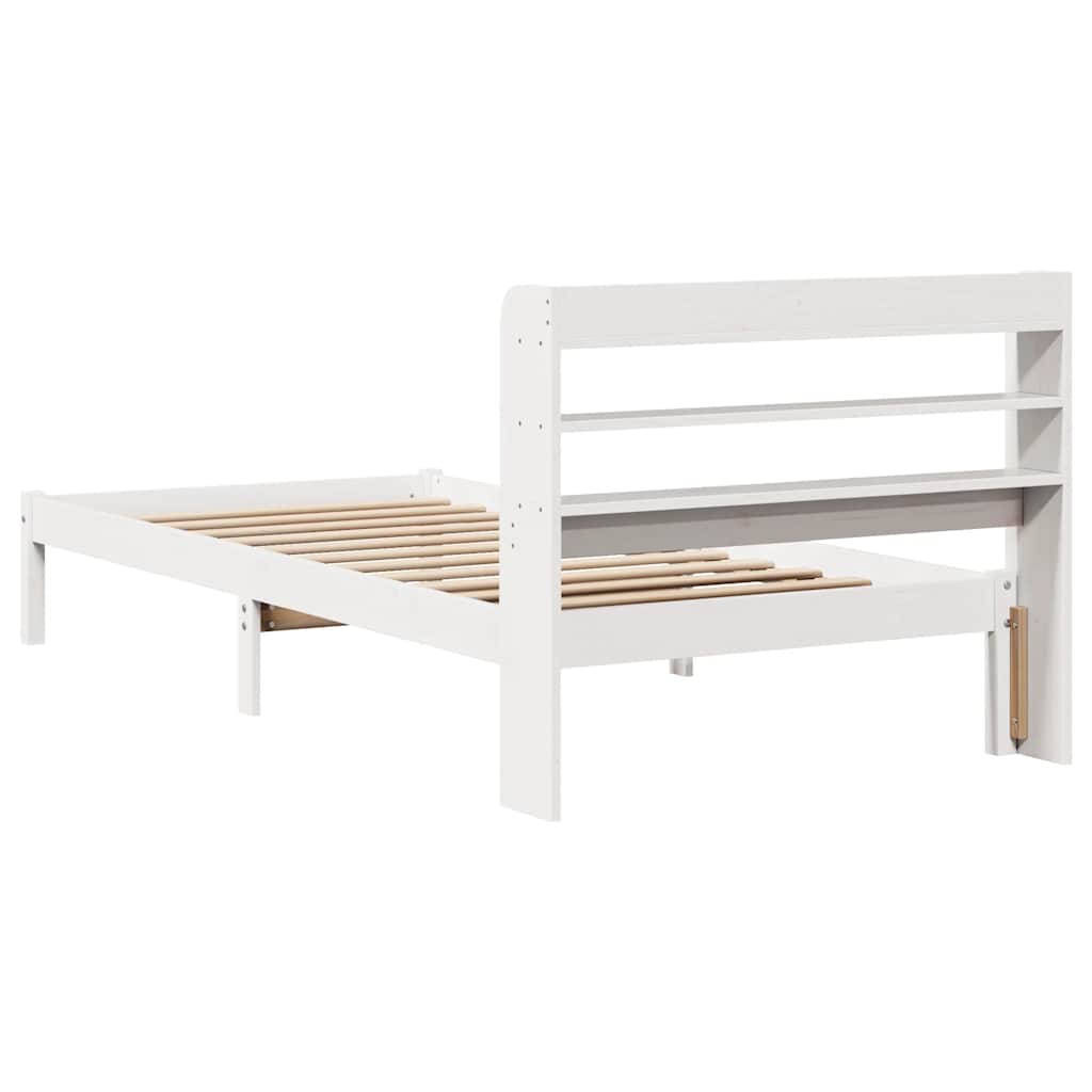 sengeramme uden madras 75x190 cm massivt fyrretræ hvid