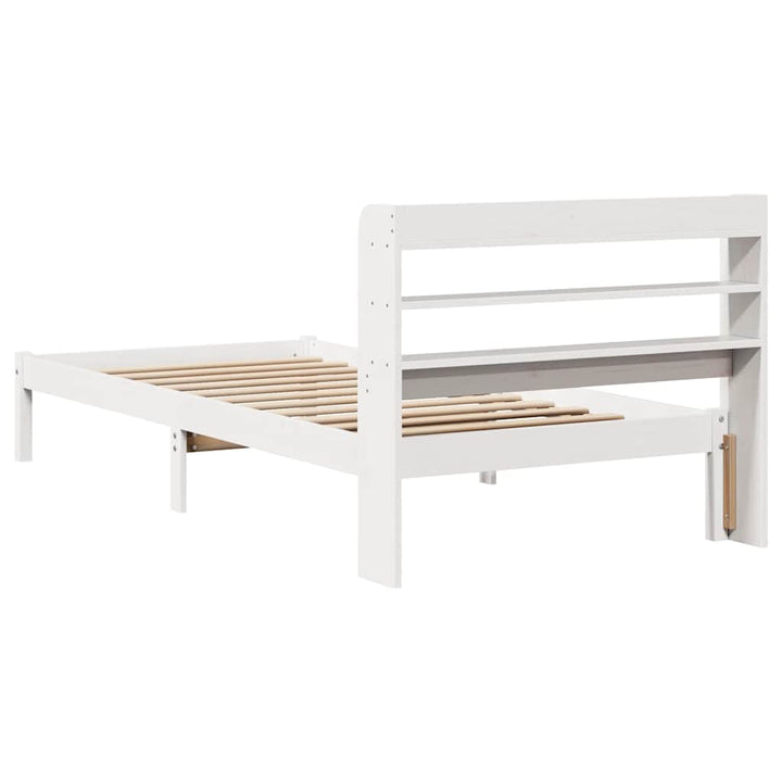 sengeramme uden madras 75x190 cm massivt fyrretræ hvid
