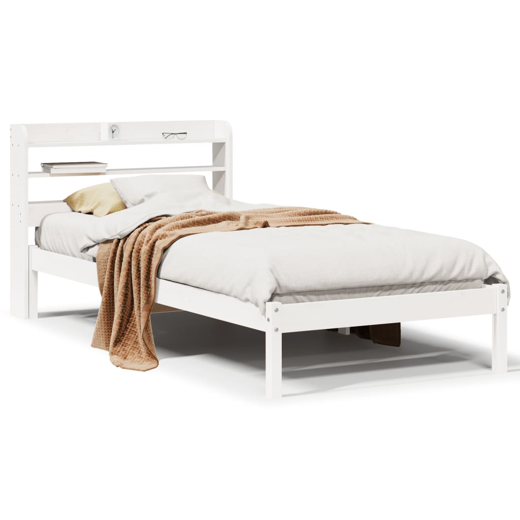sengeramme uden madras 90x190 cm massivt fyrretræ hvid