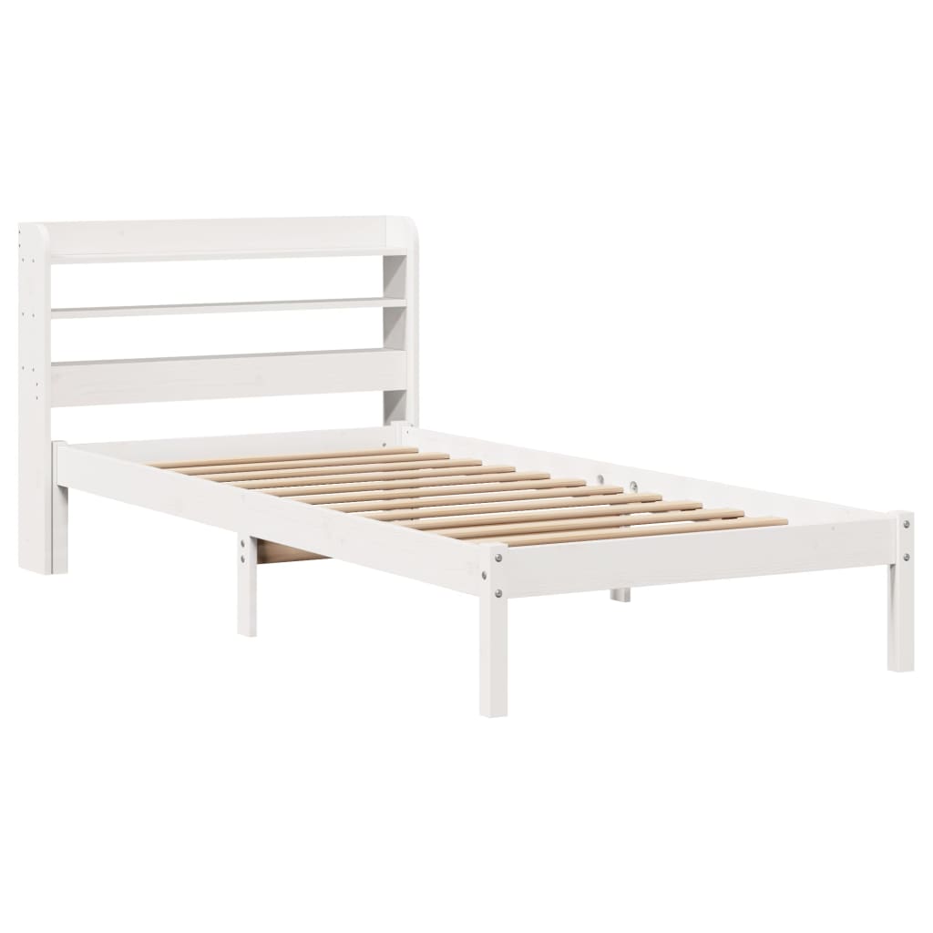 sengeramme uden madras 90x190 cm massivt fyrretræ hvid