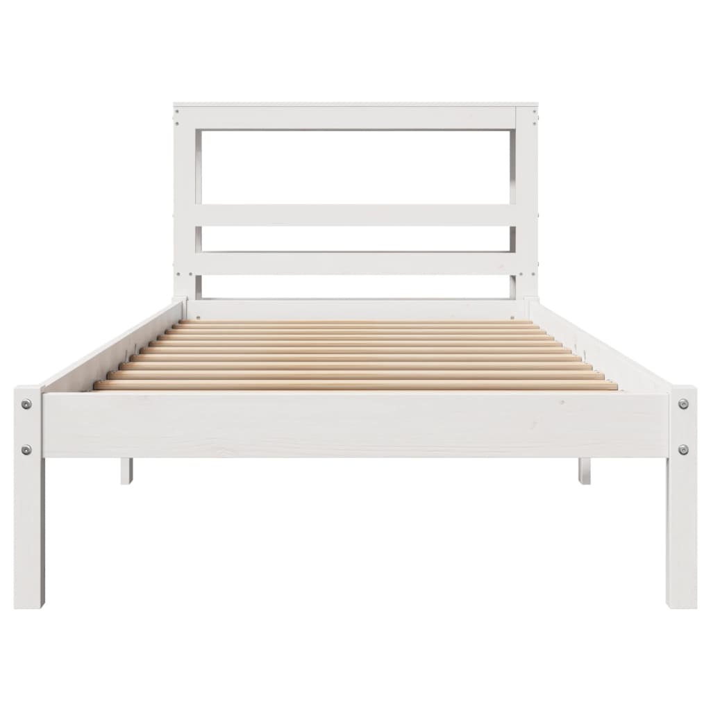 sengeramme uden madras 90x190 cm massivt fyrretræ hvid