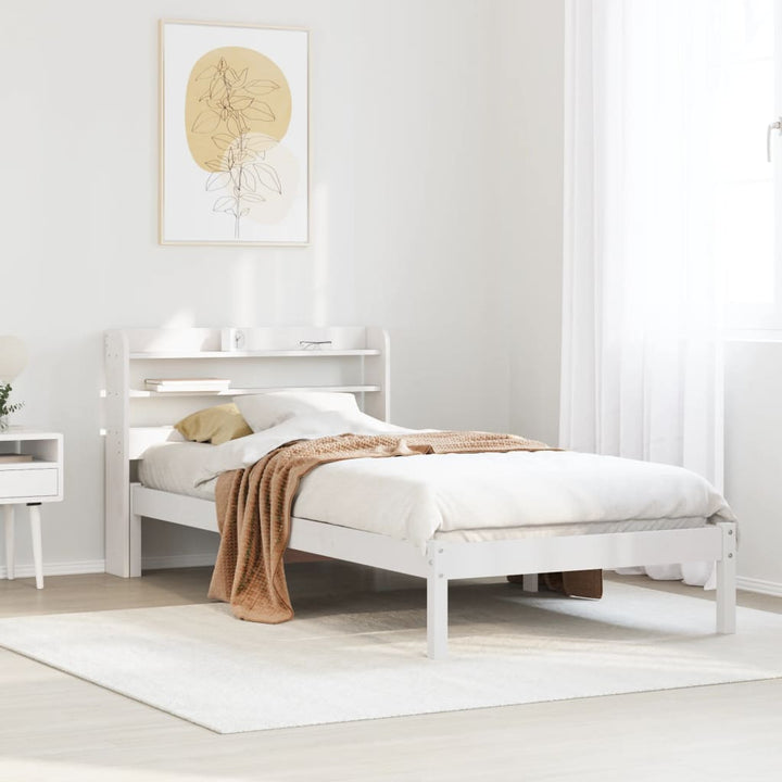sengeramme uden madras 90x190 cm massivt fyrretræ hvid