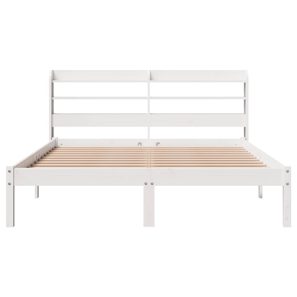 sengeramme uden madras 135x190 cm massivt fyrretræ hvid