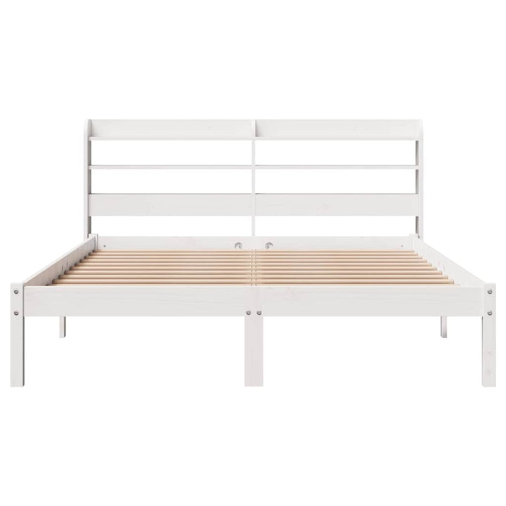 sengeramme uden madras 135x190 cm massivt fyrretræ hvid