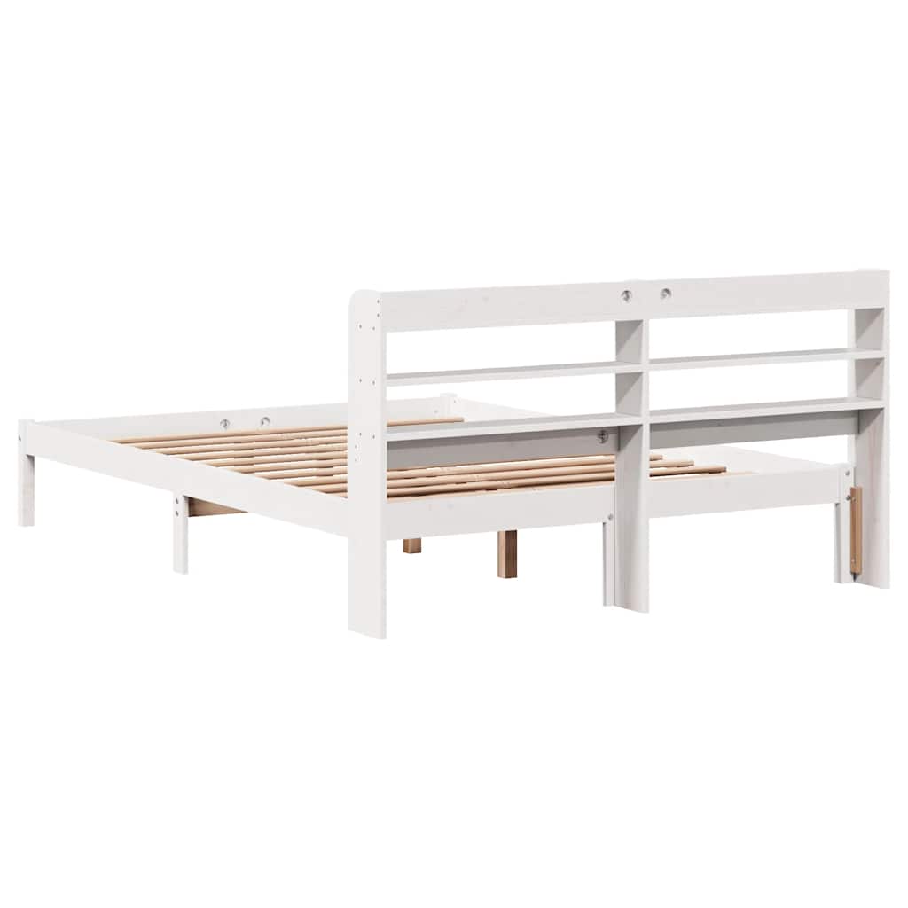 sengeramme uden madras 135x190 cm massivt fyrretræ hvid