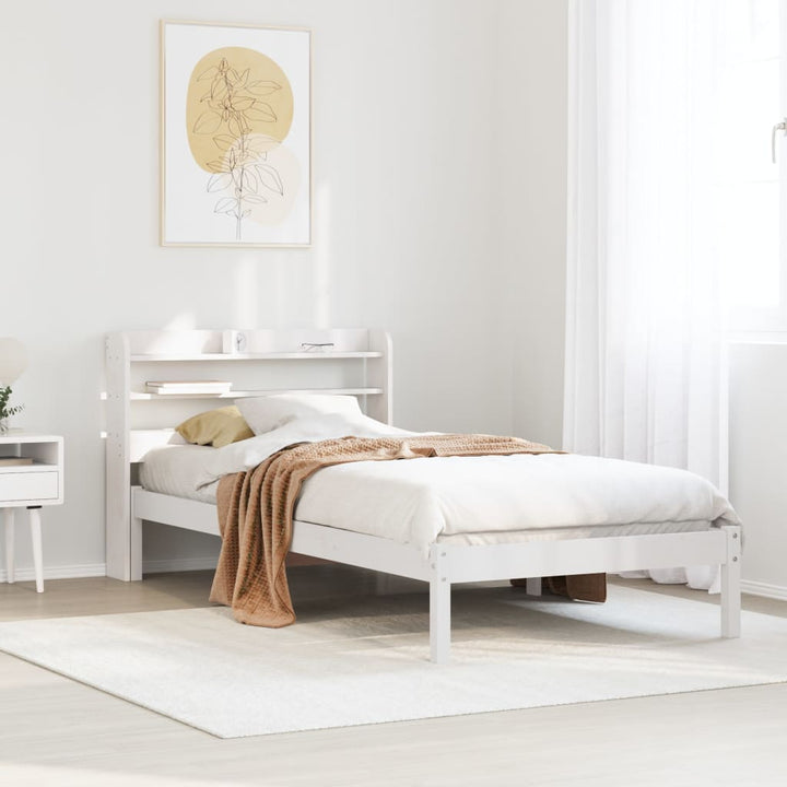 sengeramme uden madras 90x200 cm massivt fyrretræ hvid