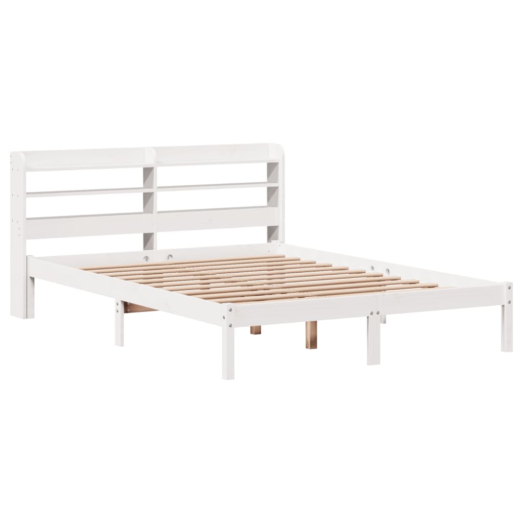 sengeramme uden madras 140x200 cm massivt fyrretræ hvid