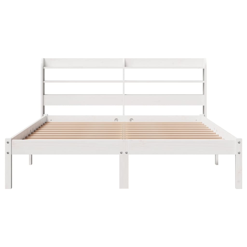 sengeramme uden madras 140x200 cm massivt fyrretræ hvid