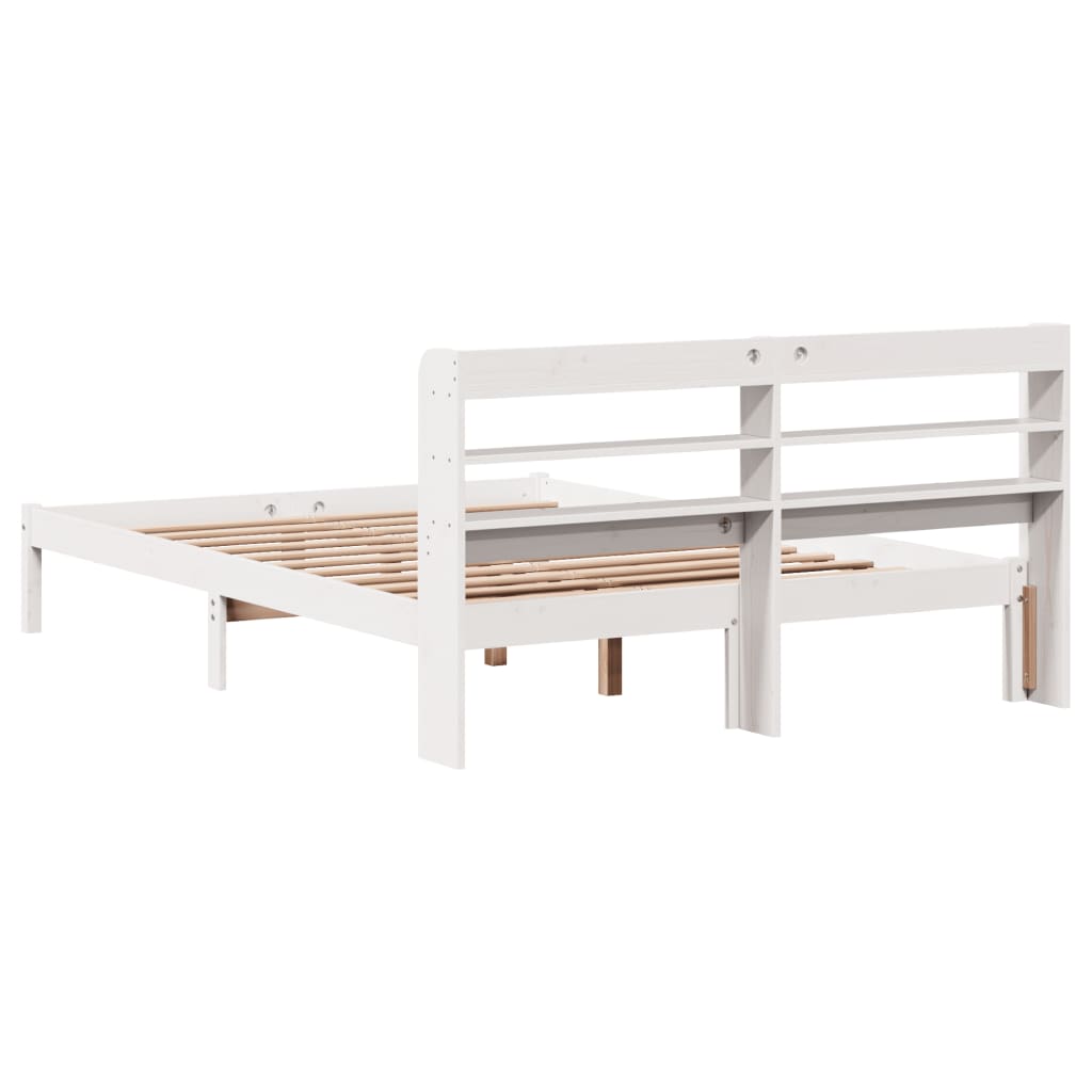 sengeramme uden madras 140x200 cm massivt fyrretræ hvid