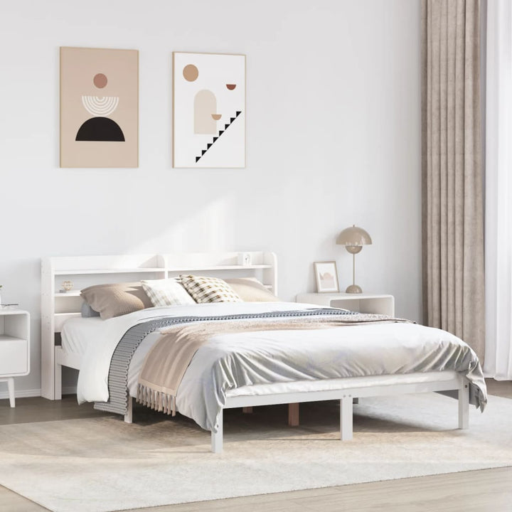 sengeramme uden madras 140x200 cm massivt fyrretræ hvid