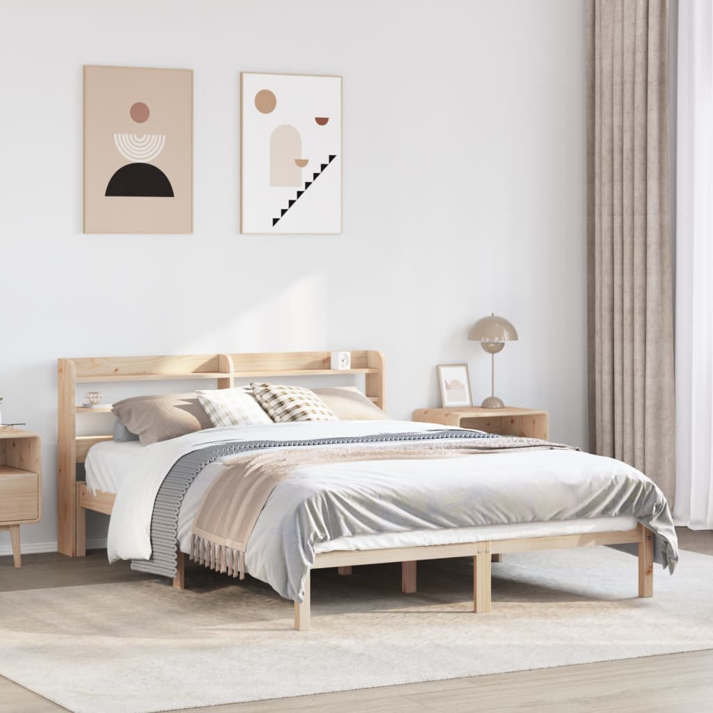 sengeramme uden madras 150x200 cm massivt fyrretræ