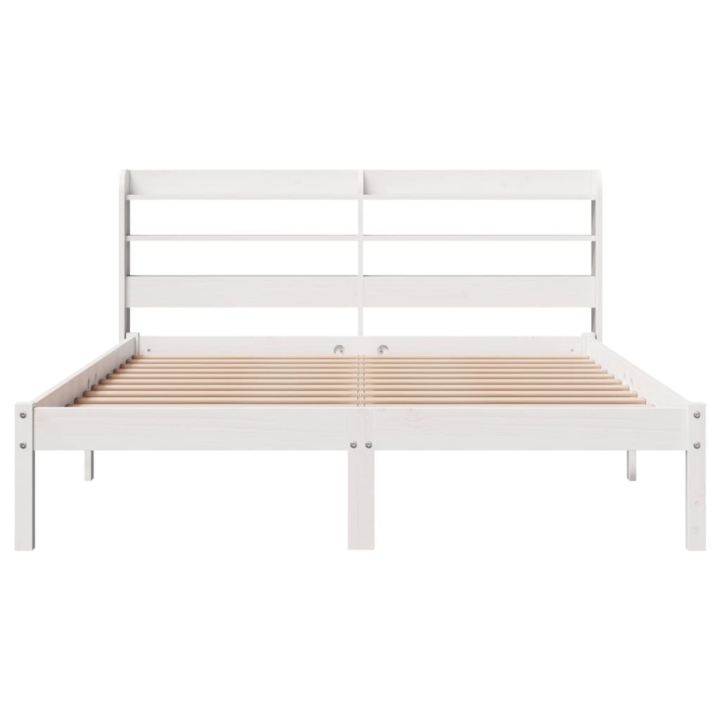 sengeramme uden madras 150x200 cm massivt fyrretræ hvid